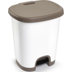 PlasticForte Pedaalemmer - kunststof - wit-taupe - 27 liter - Pedaalemmers