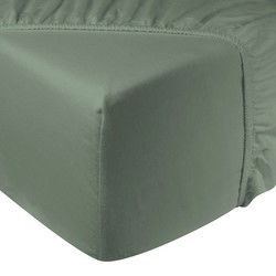 DoubleDry Hoeslaken Flanel 100% Zacht Katoen - Tweepersoons 140x200 cm - Rondom Elastiek - Oud Groen