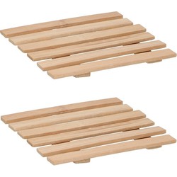 Set van 6x stuks houten pannenonderzetters 17 x 18 cm - Panonderzetters