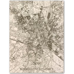 Houten Citymap Gent 100x80 cm 