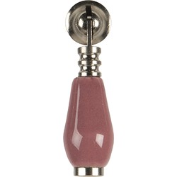 Clayre & Eef Deurknop  2x6 cm Roze Keramiek Meubelknop