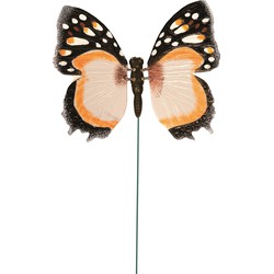 Vlinder oranje 15 x 60 cm op steker - Tuinbeelden