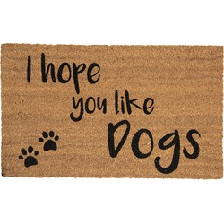 Clayre & Eef Deurmat  75x45 cm Bruin Kokosvezel Rubber Rechthoek Like Dogs Kokosmat