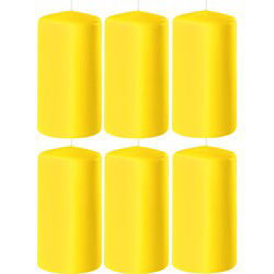 Enlightening Candles Cilinder/stompkaars - 6x - geel - D6 x H10 cm - Stompkaarsen