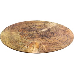 4x Ronde placemat/tafel onderlegger boomstam hout print 38 cm - Placemats