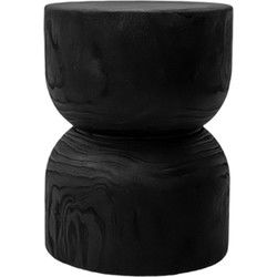 Indore Home - Woodville bijzettafel - Stool - massief hout - Boomstam - Boomstamtafel - Zwart