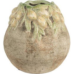 Clayre & Eef Bloempot Beige Terracotta Olijven