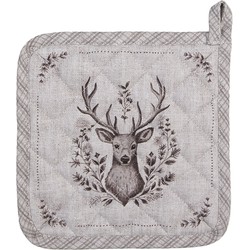 Clayre & Eef Pannenlap 20x20 cm Beige Katoen Hert