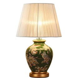 Fine Asianliving Chinese Tafellamp Porselein Groen Bloemen Handgemaakt
