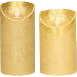 Set van 2x stuks Gouden Led kaarsen met bewegende vlam - LED kaarsen