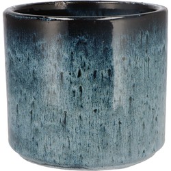 DK Design Bloempot model Blue Glaze - blauw - D18 x H20 cm - ombre - Plantenpotten