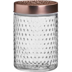 Urban Living Voorraadpot/bewaarpot Blair - 1L - glas - koperen deksel - D12 x H17 cm - Voorraadpot