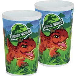 Jurassic World dinosaurus - 2x - drinkbeker - kunststof - 220 ml - Kinderservies
