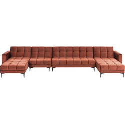 Beliani ALNES - Slaapbank-Rood-Fluweel