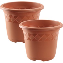 Set van 2x stuks bloempot/plantenpot terra cotta kunststof diameter 30 cm - Plantenpotten