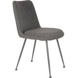 Eetkamerstoel Stof/Textiel - Grijs - Zitdiepte 47cm - Set van 2