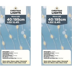 6x stuks micro LED binnenverlichting op batterij warm wit 40 lampjes - Lichtsnoeren