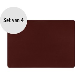 Krumble Placemat PU Leer - Bordeaux rood - Set van 4