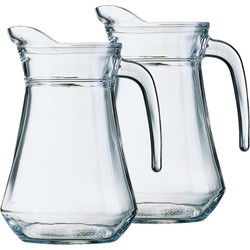 Arcoroc Glazen schenkkan/karaf - 2x - 1,3 liter - Sapkan - waterkan - Waterkannen