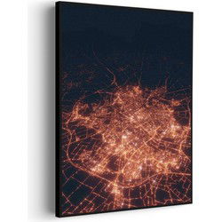 Muurwerken Akoestisch Schilderij - Luchtfoto Nacht 01 - Geluidsdempend Wandpaneel - Wanddecoratie - Geluidsisolatie - BASIC (AW 0.65) XXL (107X150)