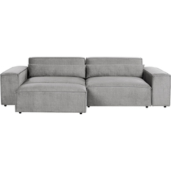 HELLNAR - Tweezitsbank met ottomaan - Grijs - Polyester