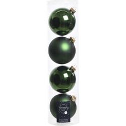 Tubes met 16x donkergroene kerstballen van glas 10 cm glans en mat - Kerstbal