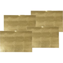 4x stuks rechthoekige placemats goud glitter 30 x 45 cm van kunststof - Placemats