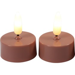 Countryfield LED kaarsjes theelichtjes - 2x stuks - roze - warm wit - LED kaarsen