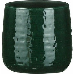 Mica Decorations Plantenpot - keramiek - groen - 15 x 13 cm - Plantenpotten