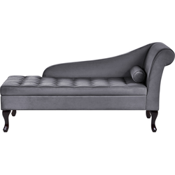 Beliani PESSAC - Chaise longue-Grijs-Fluweel