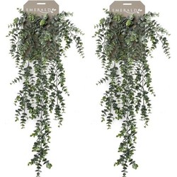 2x Groene Eucalyptus kunstplant hangende takken 75 cm - Kunstplanten