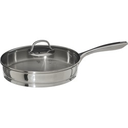 PFAS Vrij Dubbelwandige RVS Hapjespan met deksel 28 cm - Zilver