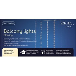 LED gordijnverlichting balkon warm wit 220 lampjes - Kerstverlichting lichtgordijn