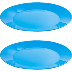 12x ontbijt/diner bordjes van hard kunststof 21 cm in het blauw - Campingborden