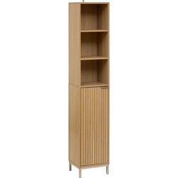 Badkamerkast Hoog Tasso met 1 deur en 6 planken - 168 cm - Bruin