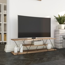 TV Meubel Canaz Zwart Walnoot Melamine 120x33x30 cm