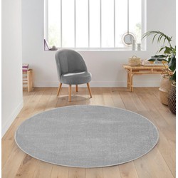 Rond Mono vloerkleed - Effen Modern - Grijs