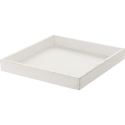 Houten white wash kaarsenplateau onderzet bord/kaarsonderzetter 30 x 30 cm - Kaarsenplateaus