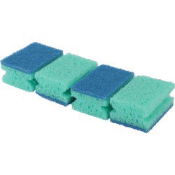 Schuursponsjes - 4x - blauw - viscose - schoonmaaksponzen - Schuursponzen