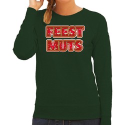 Bellatio Decorations Foute kersttrui/sweater voor dames - feest muts - groen - kerstmis M - kerst truien