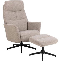 Relaxfauteuil Beige - Incl. Voetenbankje - 83x75x112cm - Lovik
