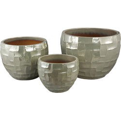 PTMD Bobi Pearl Ceramic Pot Round Square Pattern SV3