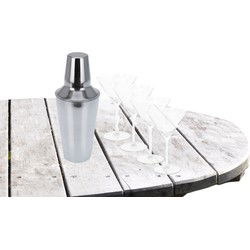 Cocktailshaker met 4x Cocktailglazen Martini transparant 260 ml - Cocktailglazen
