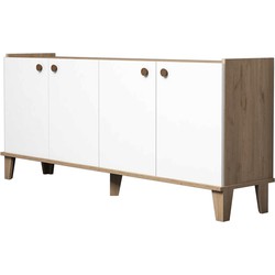 Buffet 4 deuren eiken en wit decor L180 cm - Summer