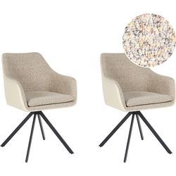 Beliani LITHIA - Eetkamerstoel-Beige-Polyester