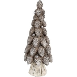 Clayre & Eef Decoratie Beeld Kerstboom Ø 7x19 cm Bruin Kunststof