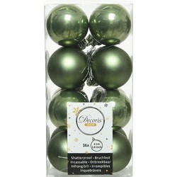 16x stuks kunststof kerstballen mos groen 4 cm glans/mat - Kerstbal
