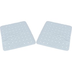 2x Badkuip/douchecabine ruwe anti-slip matten lichtblauw 45 x 45 cm - Badmatjes