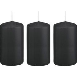 Trend Candles stompkaars - 3x - zwart - 6 x 12 cm - 40 branduren - Stompkaarsen