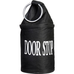 Zwarte deurstopper met ring 28 cm canvas - Deurstoppers